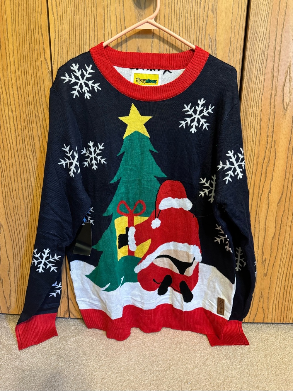 🎄 Tipsy Elves Santa Christmas Tree Sweater XL “Whale Tail”